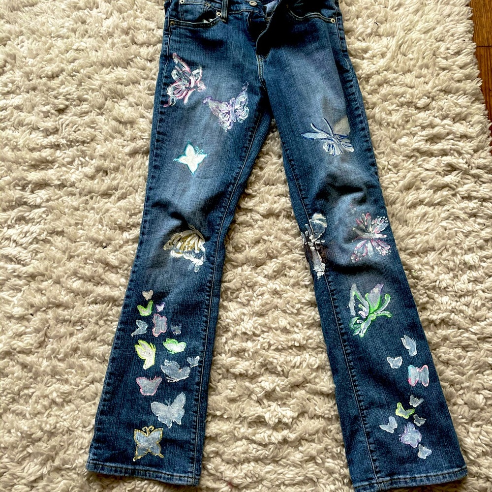 Levi’s vintage custom pants with butterfly print
